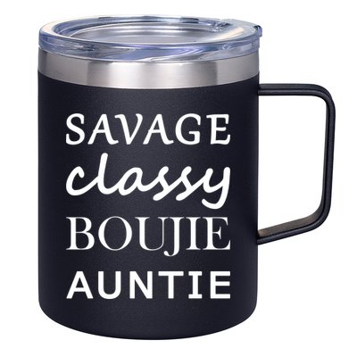 Savage Classy Bougie Auntie Funny Aunt 12oz Stainless Steel Coffee Mug