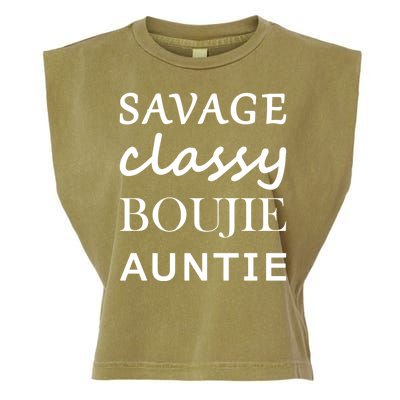 Savage Classy Bougie Auntie Funny Aunt Garment-Dyed Women's Muscle Tee