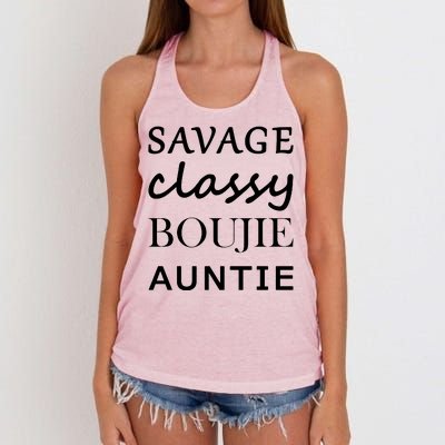 Savage Classy Bougie Auntie Funny Aunt Women's Knotted Racerback Tank