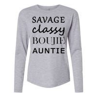 Savage Classy Bougie Auntie Funny Aunt Womens Cotton Relaxed Long Sleeve T-Shirt