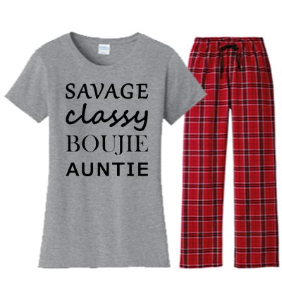 Savage Classy Bougie Auntie Funny Aunt Women's Flannel Pajama Set