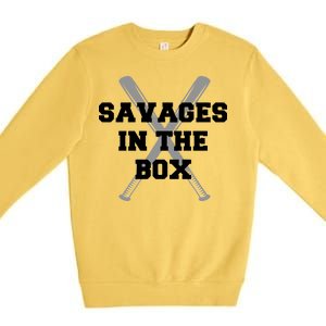 Savages In The Box Baseball Bats Premium Crewneck Sweatshirt