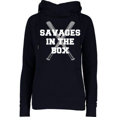 Savages In The Box Baseball Bats Womens Funnel Neck Pullover Hood