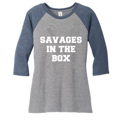 Savages In The Box Baseball Bats Women's Tri-Blend 3/4-Sleeve Raglan Shirt