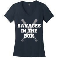 Savages In The Box Baseball Bats Women's V-Neck T-Shirt
