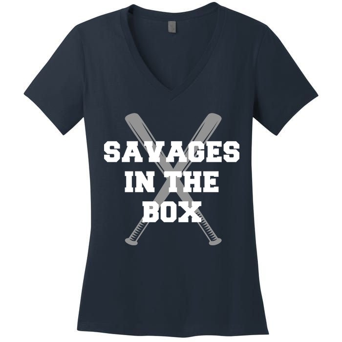 Savages In The Box Baseball Bats Women's V-Neck T-Shirt