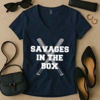 Savages In The Box Baseball Bats Women's V-Neck T-Shirt