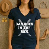 Savages In The Box Baseball Bats Women's V-Neck T-Shirt