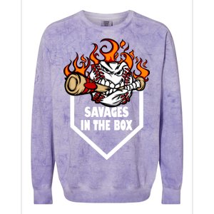 Savages In The Box Baseball Graphic Colorblast Crewneck Sweatshirt