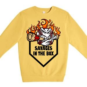 Savages In The Box Baseball Graphic Premium Crewneck Sweatshirt