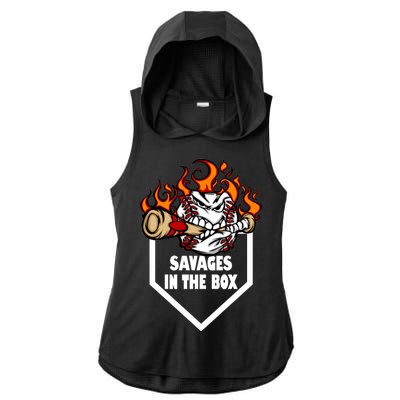 Savages In The Box Baseball Graphic Ladies PosiCharge Tri-Blend Wicking Draft Hoodie Tank