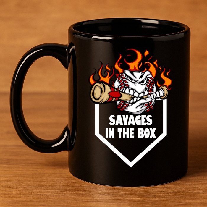 Savages In The Box Baseball Graphic 11oz C Handle Ceramic Mug