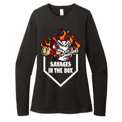 Savages In The Box Baseball Graphic Womens CVC Long Sleeve Shirt