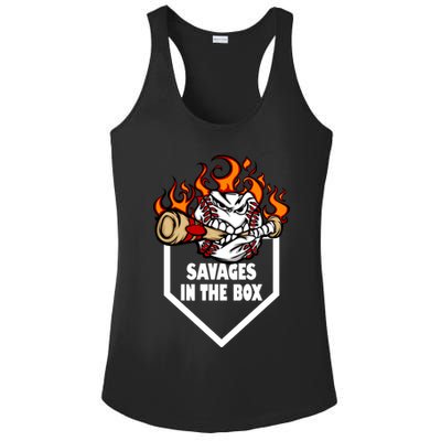 Savages In The Box Baseball Graphic Ladies PosiCharge Competitor Racerback Tank