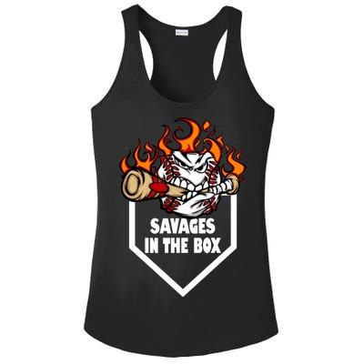 Savages In The Box Baseball Graphic Ladies PosiCharge Competitor Racerback Tank