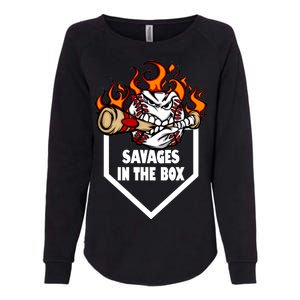 Savages In The Box Baseball Graphic Womens California Wash Sweatshirt