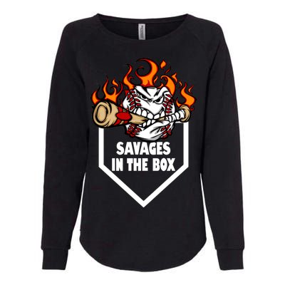 Savages In The Box Baseball Graphic Womens California Wash Sweatshirt