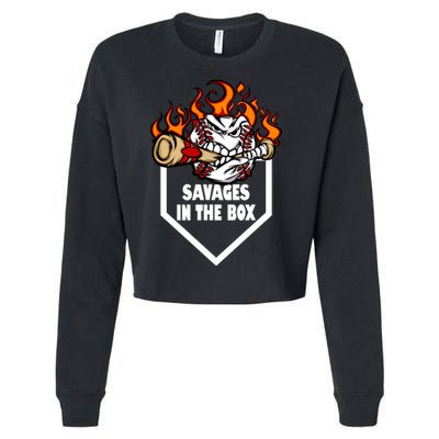 Savages In The Box Baseball Graphic Cropped Pullover Crew