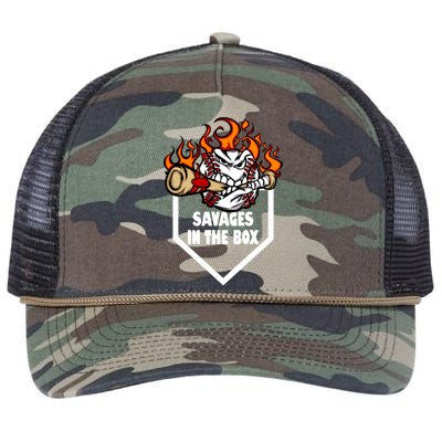 Savages In The Box Baseball Graphic Retro Rope Trucker Hat Cap