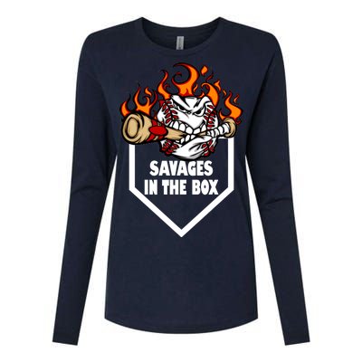 Savages In The Box Baseball Graphic Womens Cotton Relaxed Long Sleeve T-Shirt