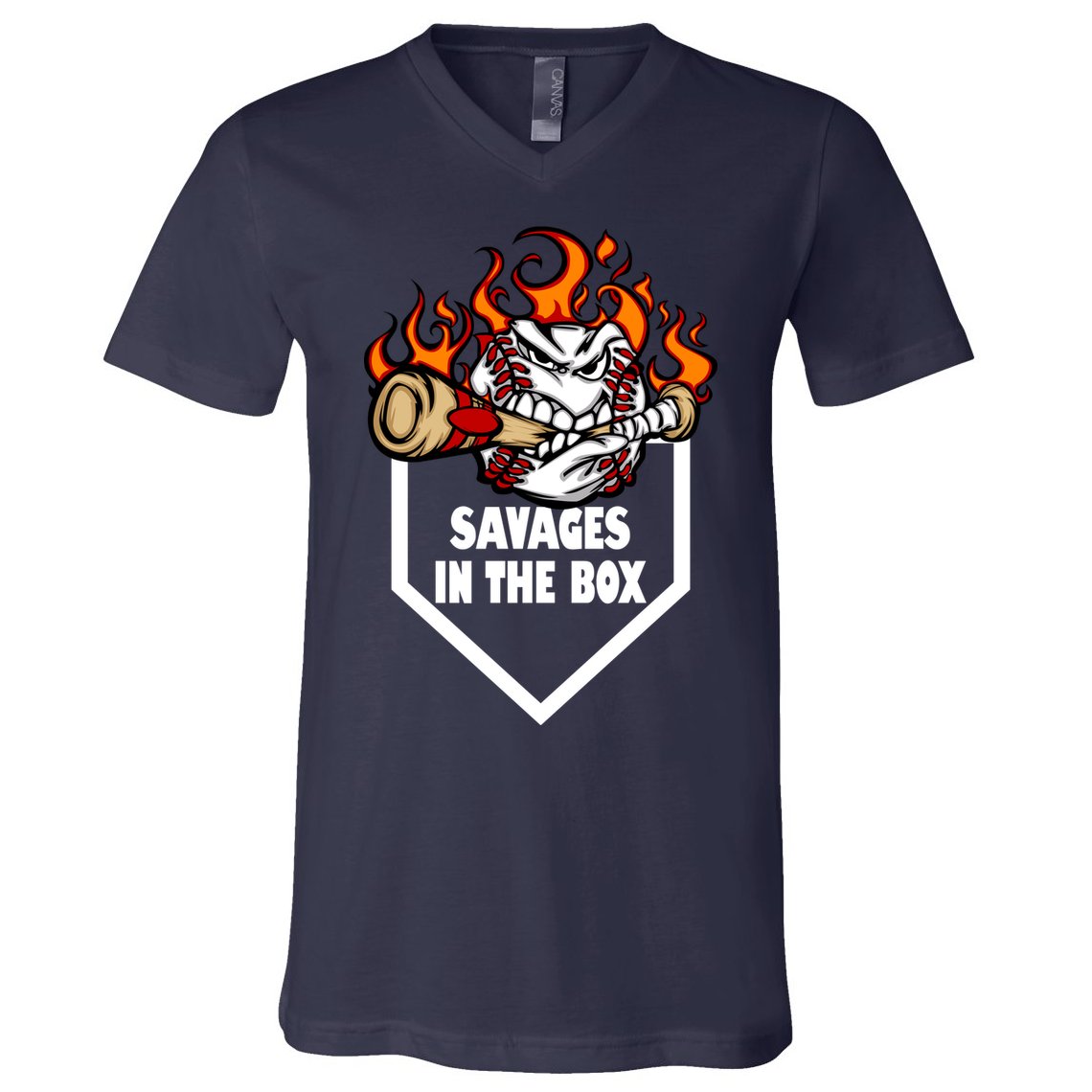 Savages In The Box Baseball Graphic V-Neck T-Shirt