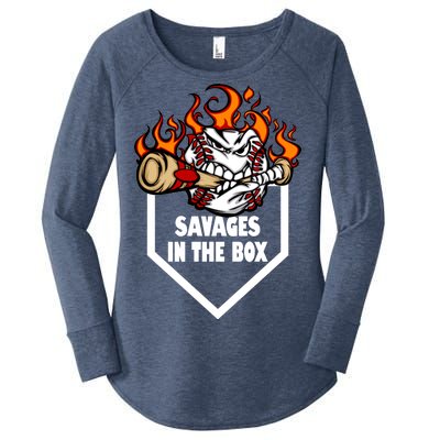 Savages In The Box Baseball Graphic Women's Perfect Tri Tunic Long Sleeve Shirt