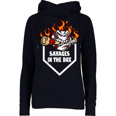 Savages In The Box Baseball Graphic Womens Funnel Neck Pullover Hood