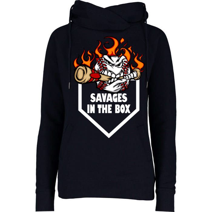 Savages In The Box Baseball Graphic Womens Funnel Neck Pullover Hood