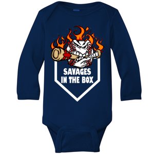 Savages In The Box Baseball Graphic Baby Long Sleeve Bodysuit