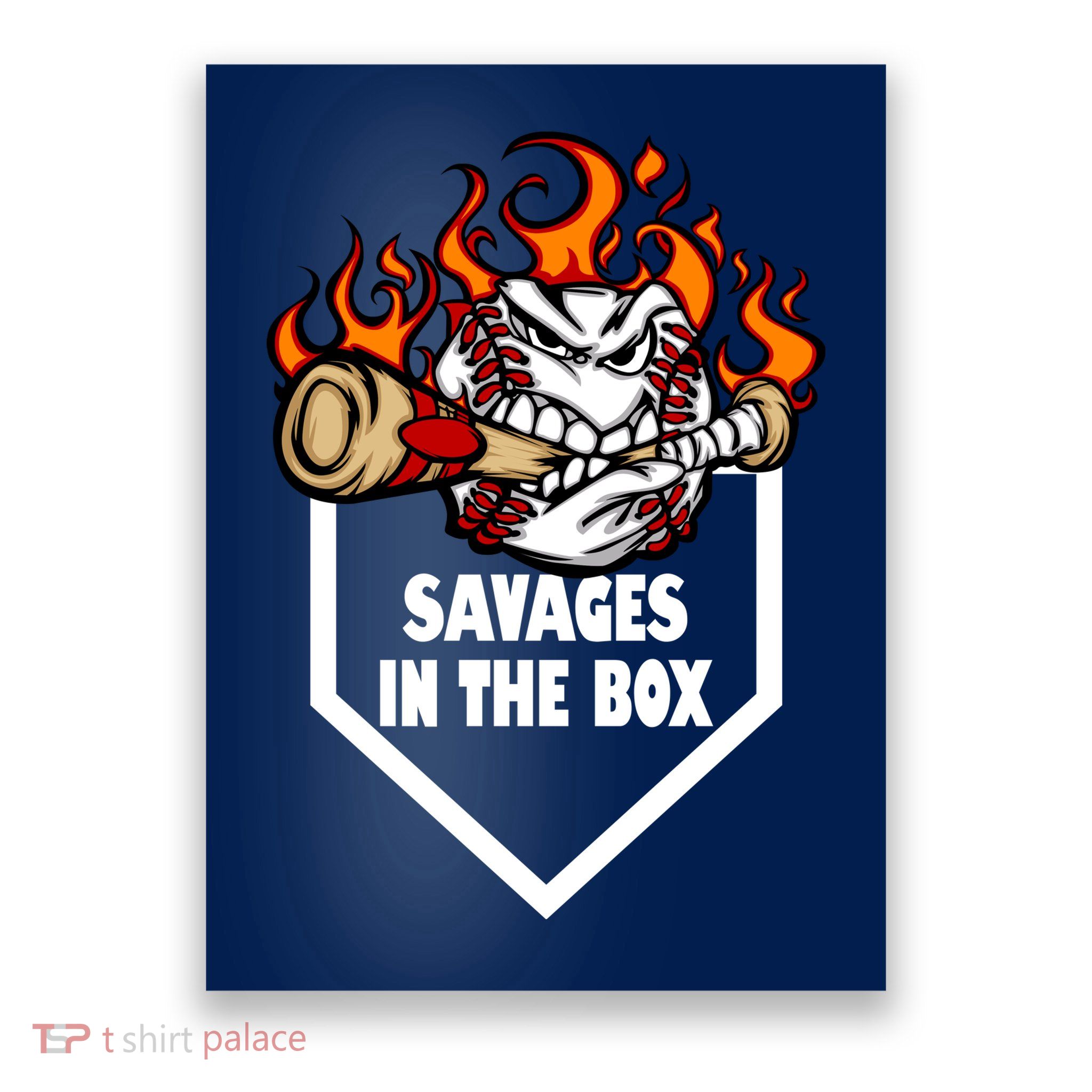 Savages In The Box Baseball Graphic Poster