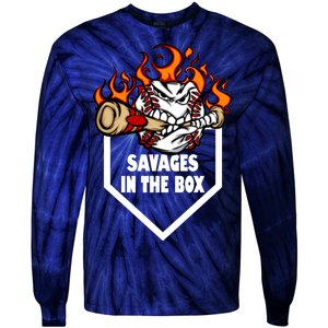 Savages In The Box Baseball Graphic Tie-Dye Long Sleeve Shirt