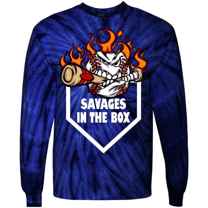 Savages In The Box Baseball Graphic Tie-Dye Long Sleeve Shirt