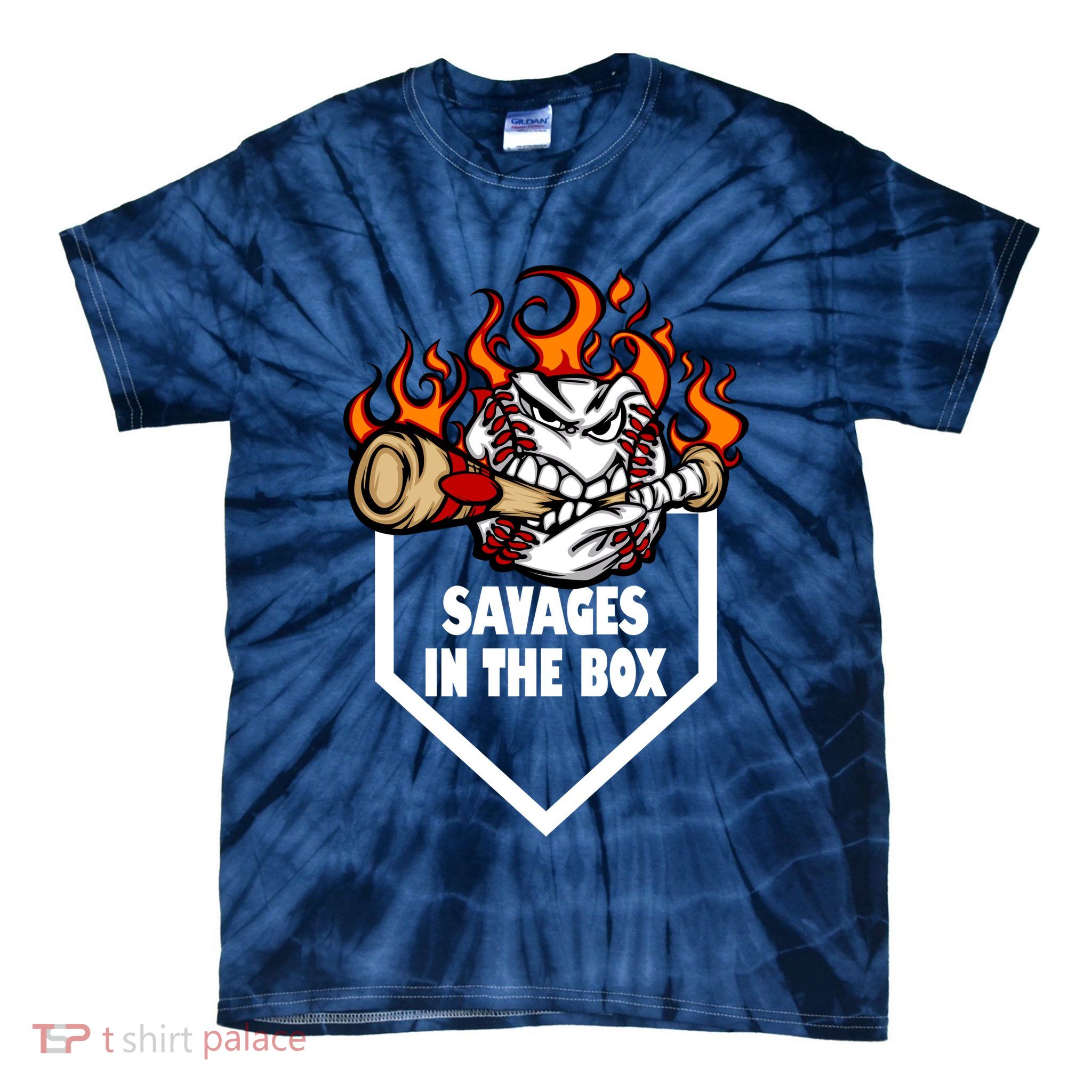 Savages In The Box Baseball Graphic Tie-Dye T-Shirt