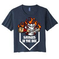 Savages In The Box Baseball Graphic Women's Crop Top Tee