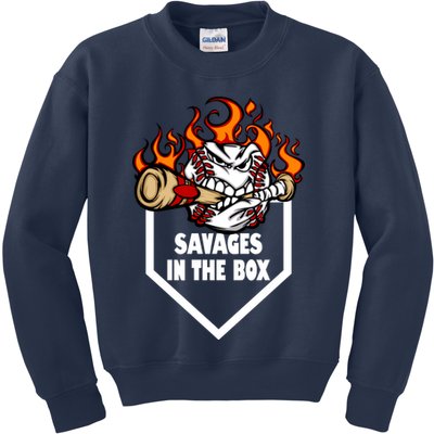 Savages In The Box Baseball Graphic Kids Sweatshirt
