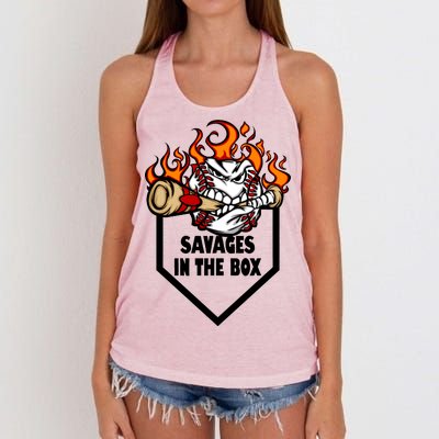 Savages In The Box Baseball Graphic Women's Knotted Racerback Tank