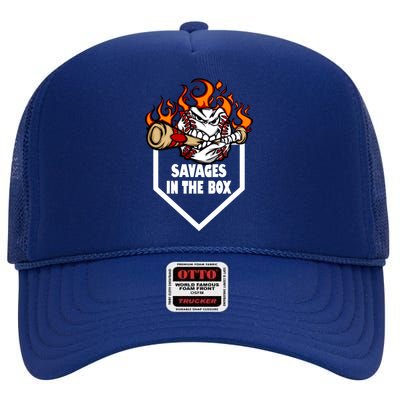 Savages In The Box Baseball Graphic High Crown Mesh Back Trucker Hat