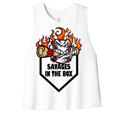 Savages In The Box Baseball Graphic Women's Racerback Cropped Tank