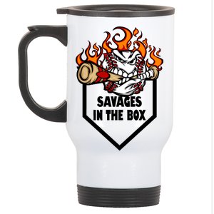 Savages In The Box Baseball Graphic Stainless Steel Travel Mug