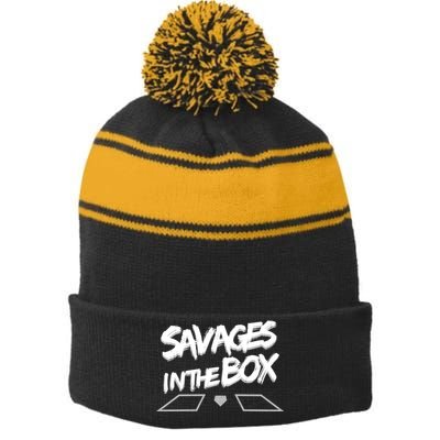 Savages in The Box New York baseball Stripe Pom Pom Beanie