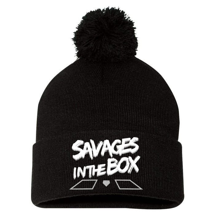 Savages in The Box New York baseball Pom Pom 12in Knit Beanie