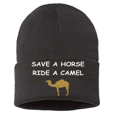 Save A Horse Ride A Camel Funny Sustainable Knit Beanie