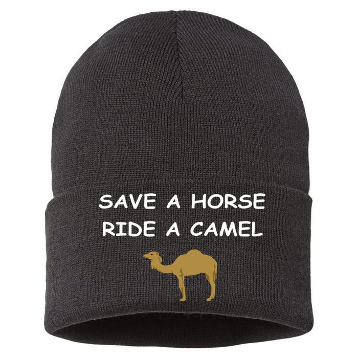 Save A Horse Ride A Camel Funny Sustainable Knit Beanie
