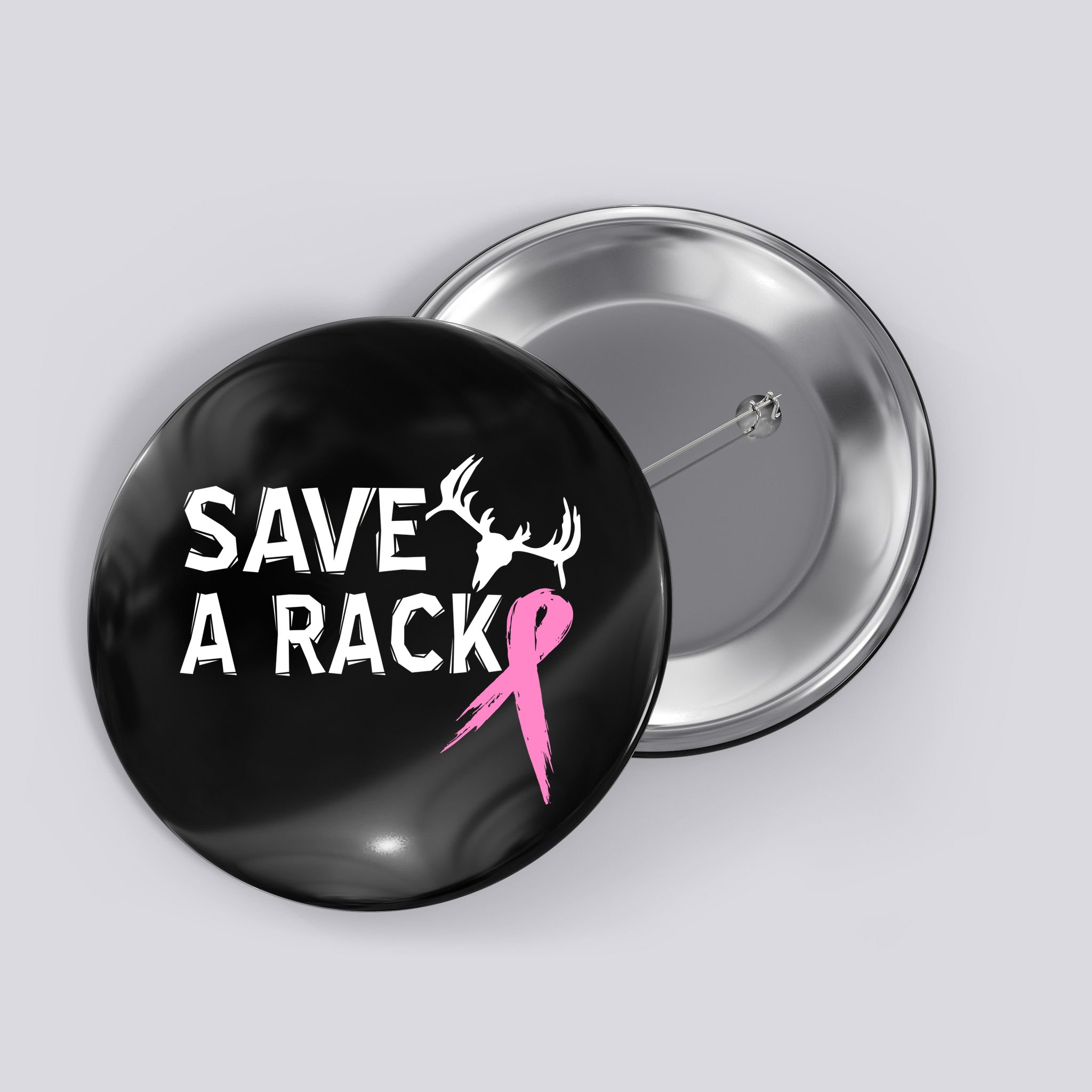 Save A Rack Breast Cancer Ribbon Button