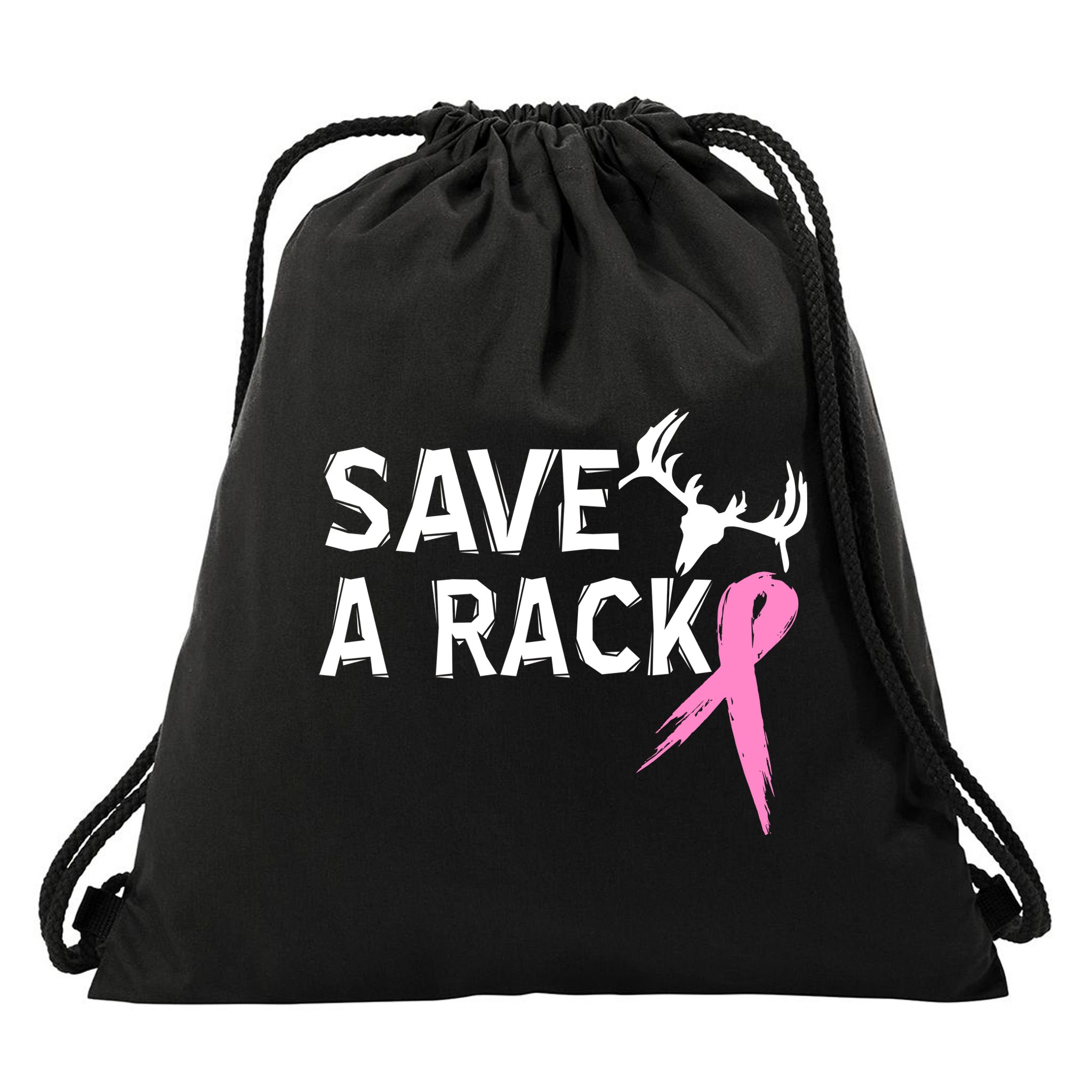 Save A Rack Breast Cancer Ribbon Drawstring Bag