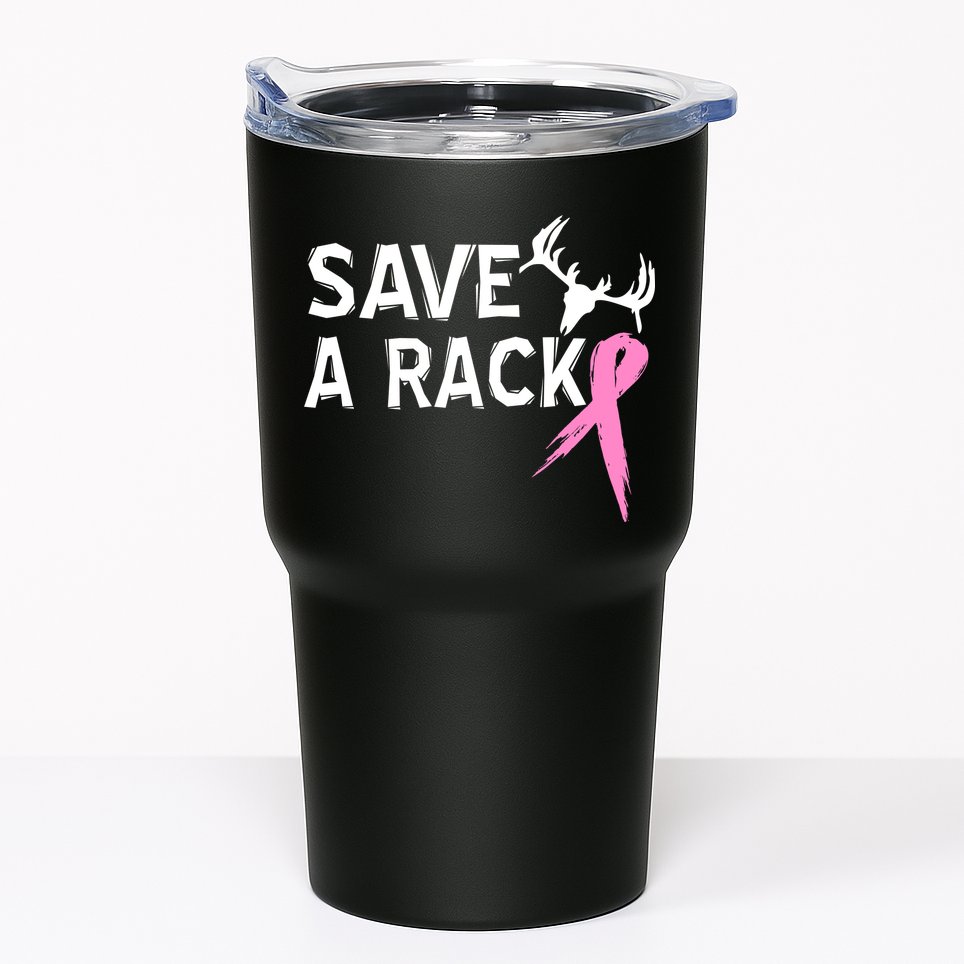 Save A Rack Breast Cancer Ribbon Tumbler