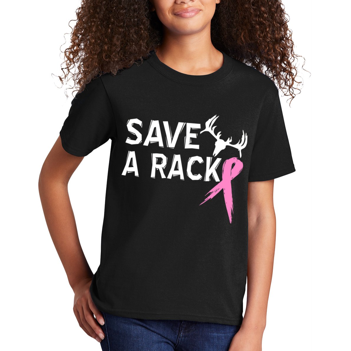 Save A Rack Breast Cancer Ribbon Kids T-Shirt