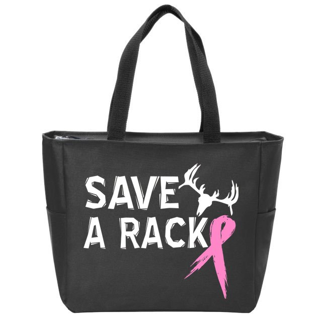 Save A Rack Breast Cancer Ribbon Zip Tote Bag
