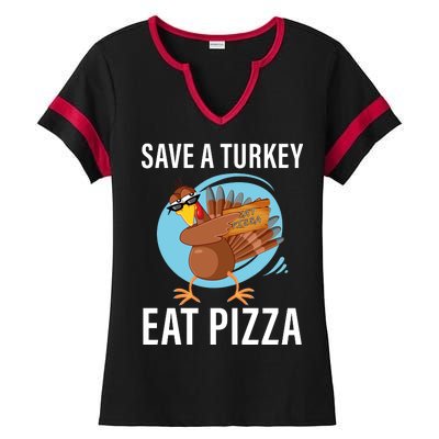 Save A Turkey Eat A Pizza Ladies Halftime Notch Neck Tee