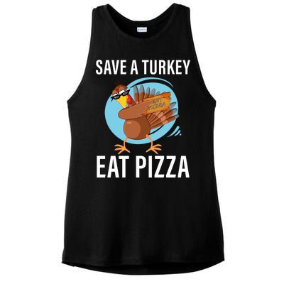 Save A Turkey Eat A Pizza Ladies PosiCharge Tri-Blend Wicking Tank